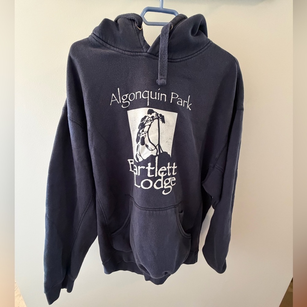 Navy Graphic Hooded Sweatshirt - Algonquin Park Bartlett Lodge